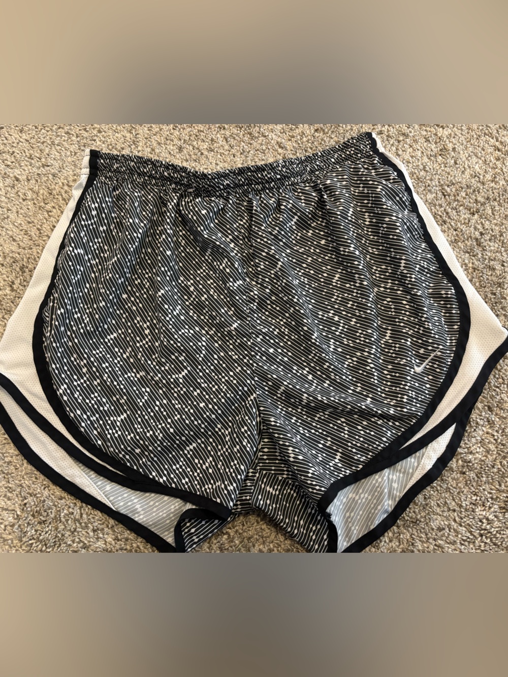 Nike Black and White Patterned Women's Athletic Shorts